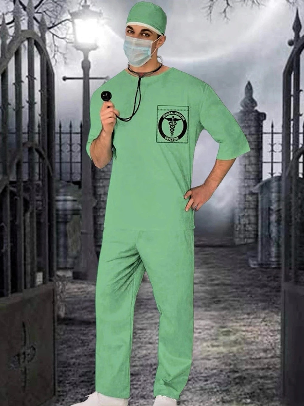 Halloween | Rubie's Men's Doctor Costume Scrubs Set Green XL